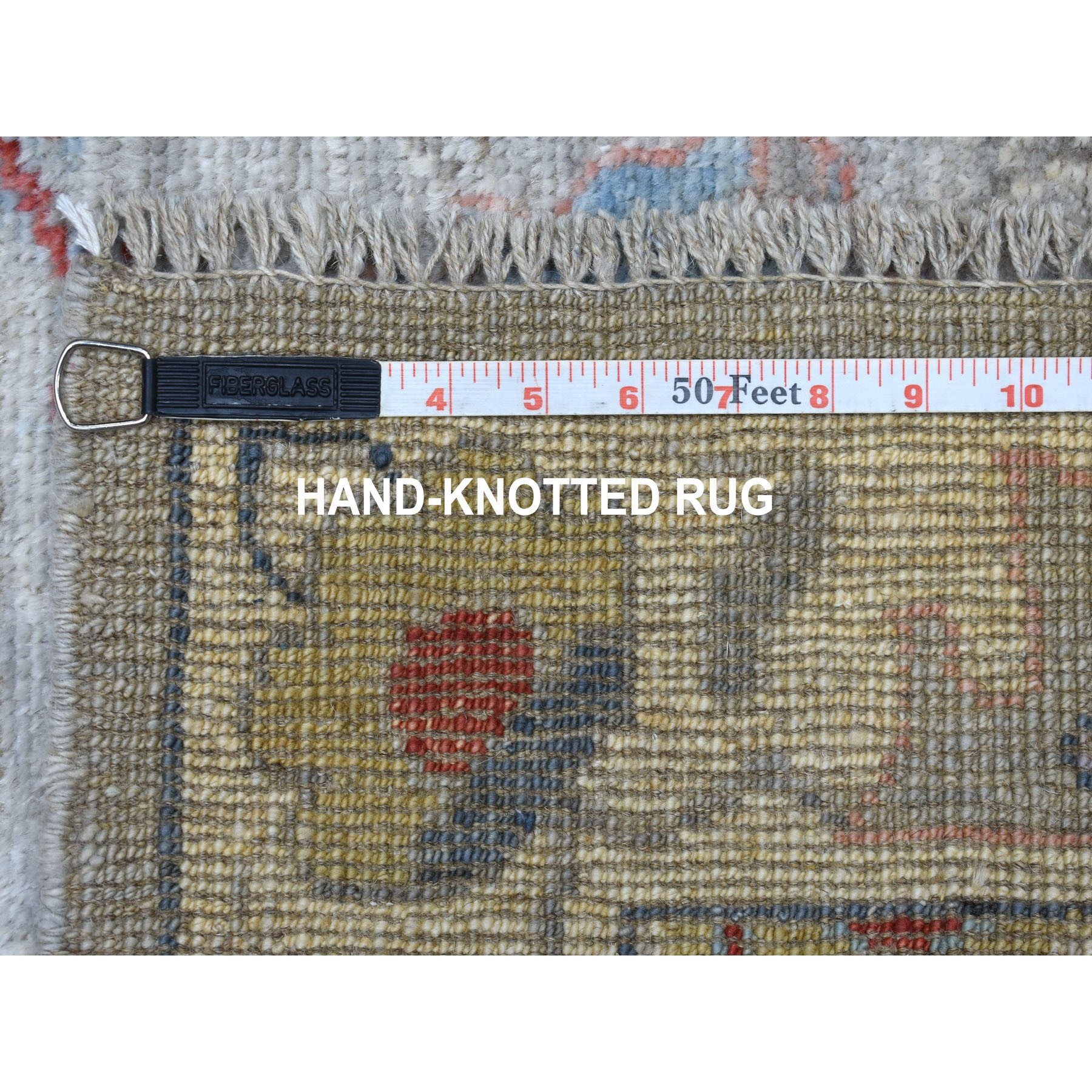 3'x13'9" Gray Angora Oushak with Soft Velvety Wool Hand Knotted Runner